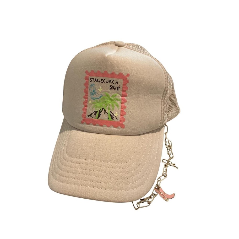 Otto Stagecoach Trucker Hat Unisex OS Beige Good Chain Boot Charm Mesh Cap
